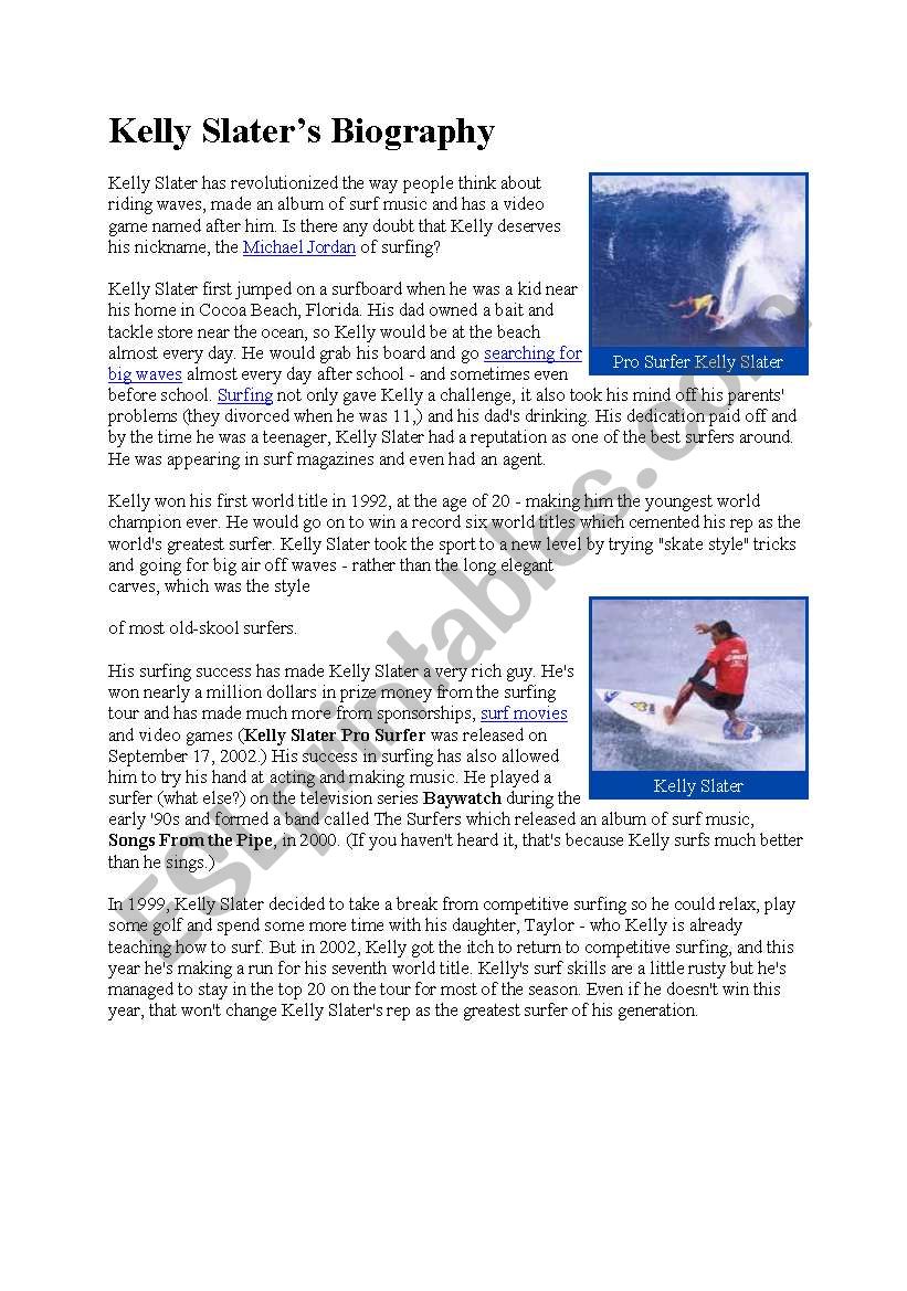 Surfers biographies worksheet