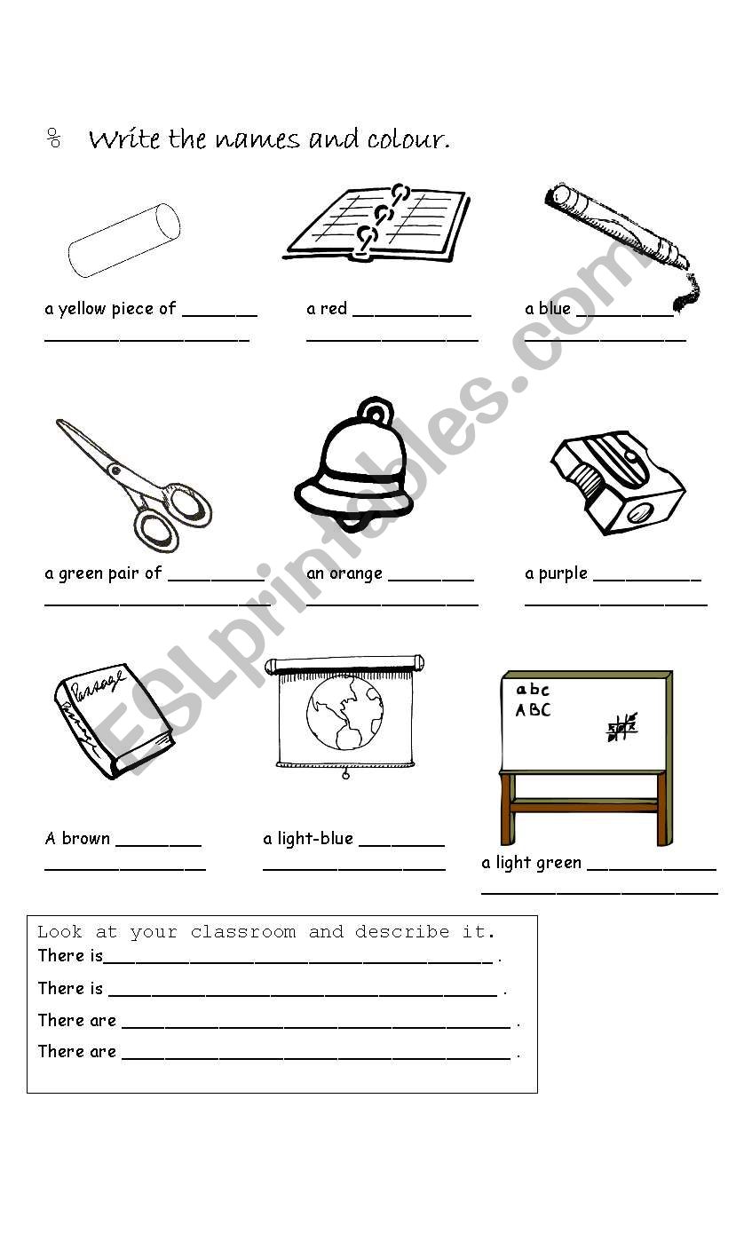 CLASSROOM OBJECTS worksheet