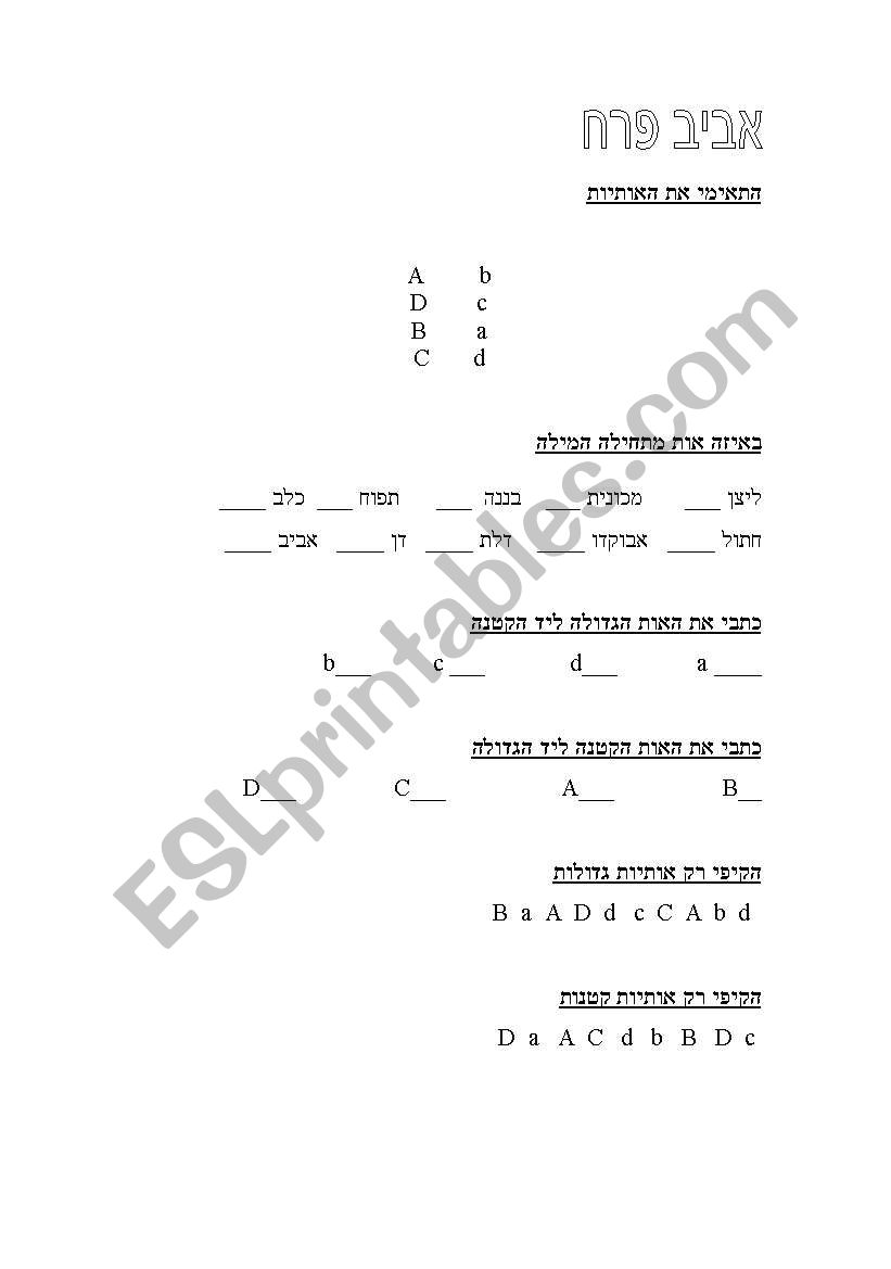 CAPITAL AND SMALL LETTERS worksheet