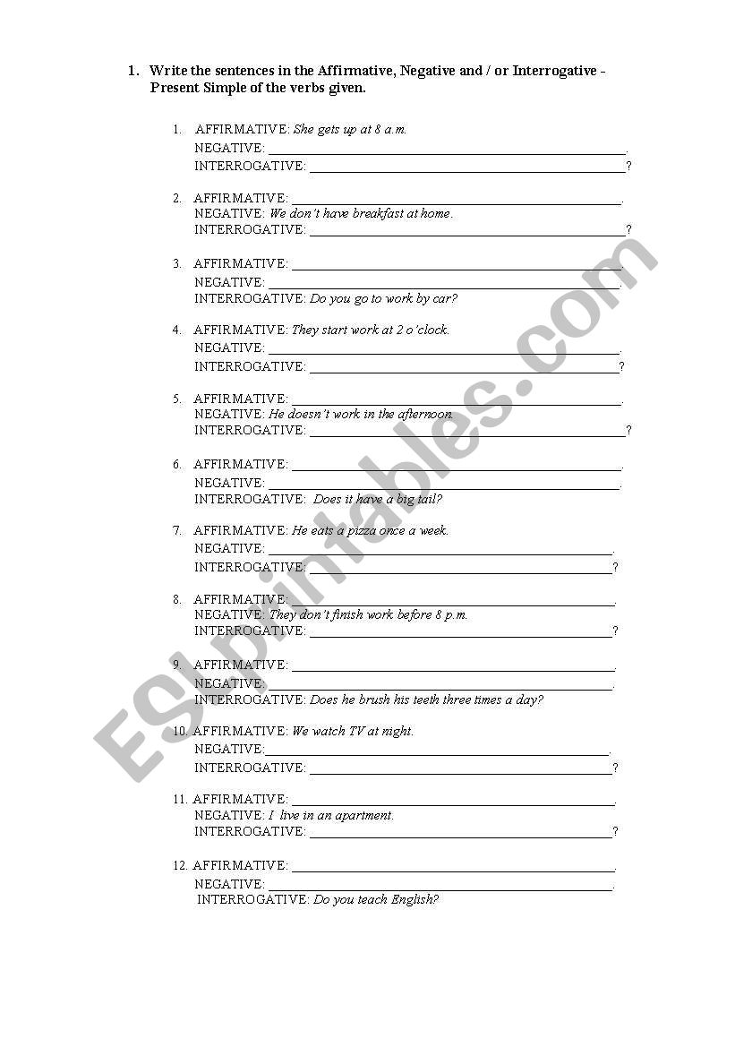 Present Simple worksheet