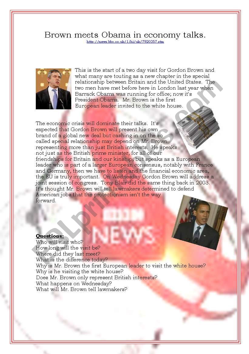 BBC News Video: Brown meets Obama