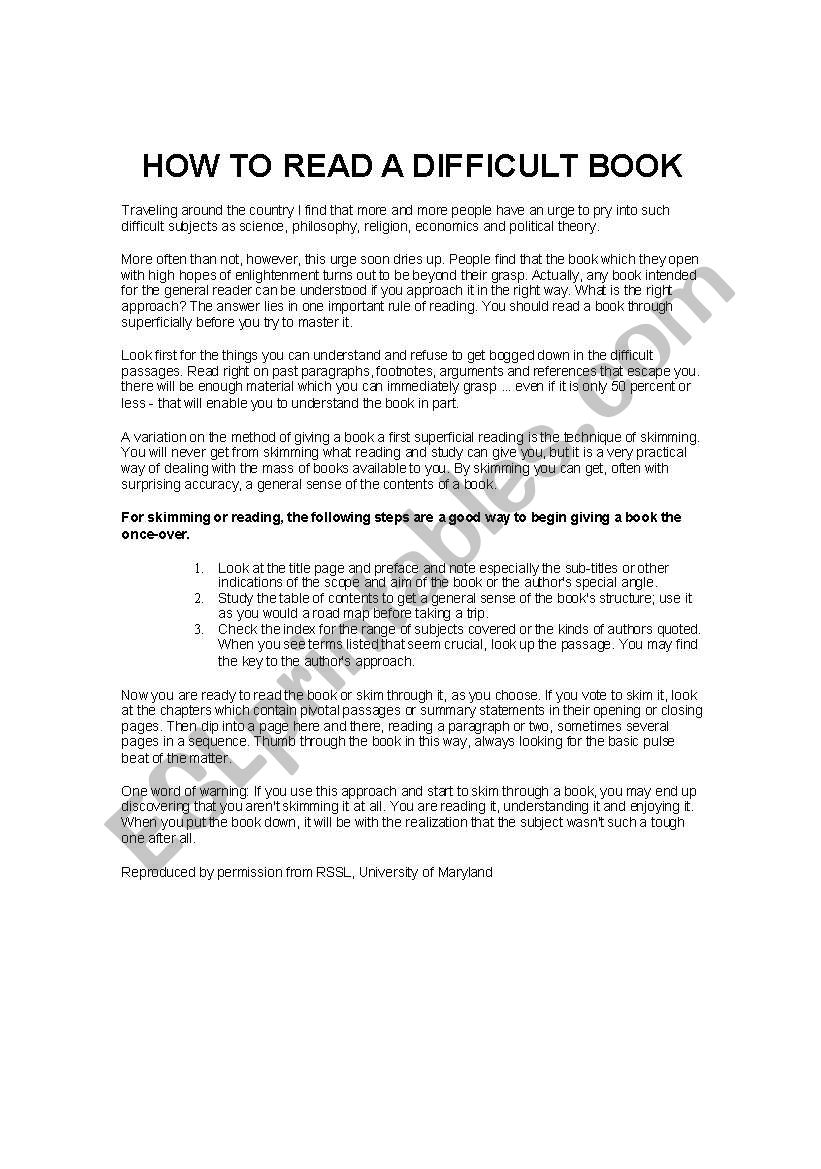 Study Skills worksheet