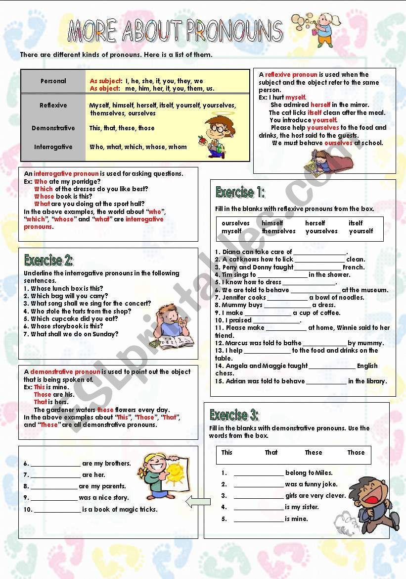 More about pronouns worksheet