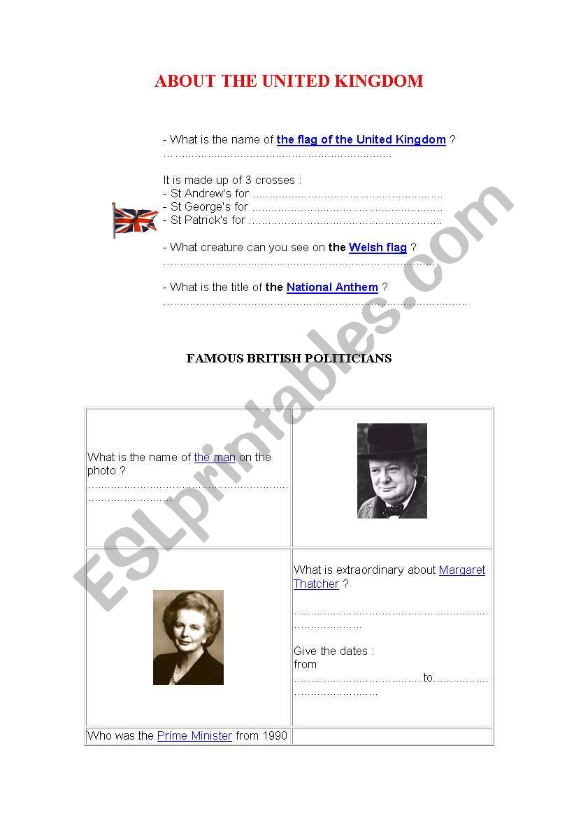 All about the UK worksheet