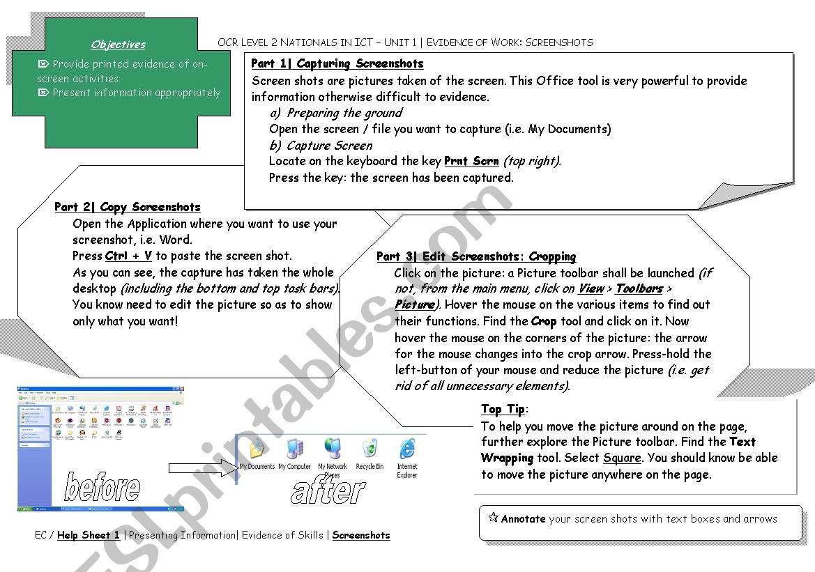 Helpsheet : How to create a screenshot