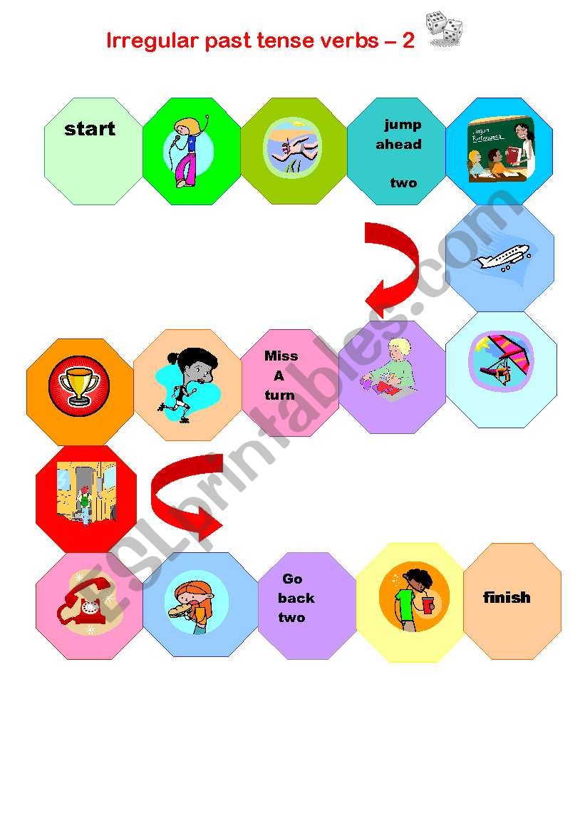 Irregular past tense verbs online board game