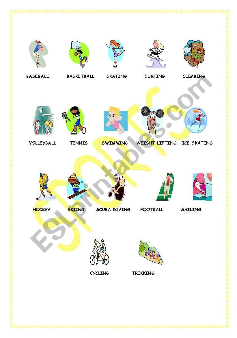 Sports flashcard worksheet