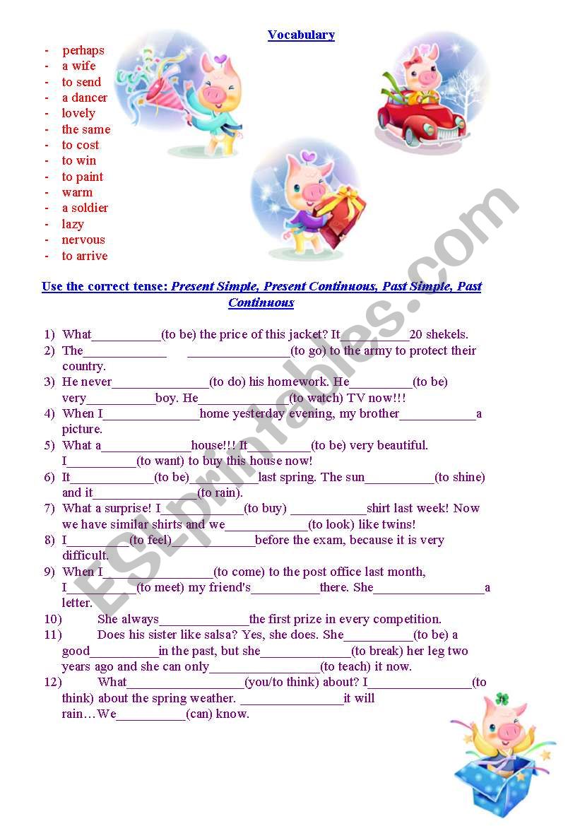 Tenses Review, Vocabulary Test.