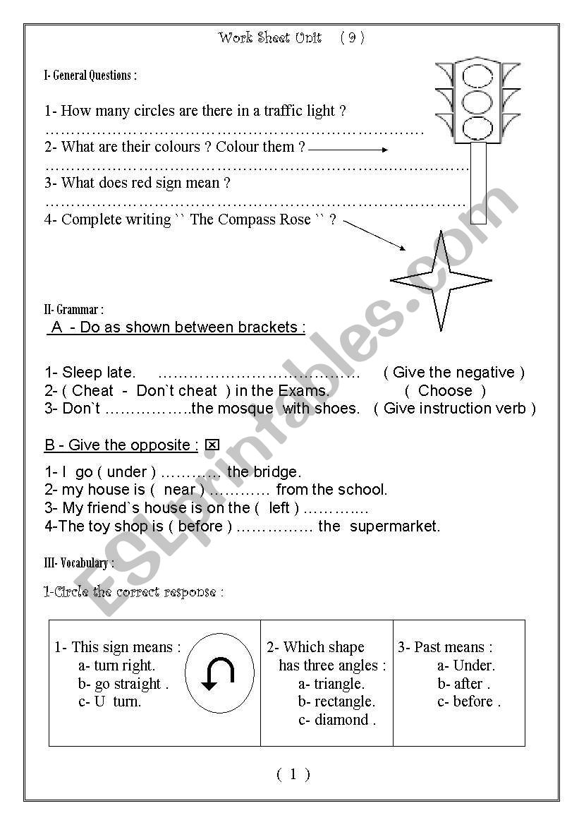 on the road worksheet