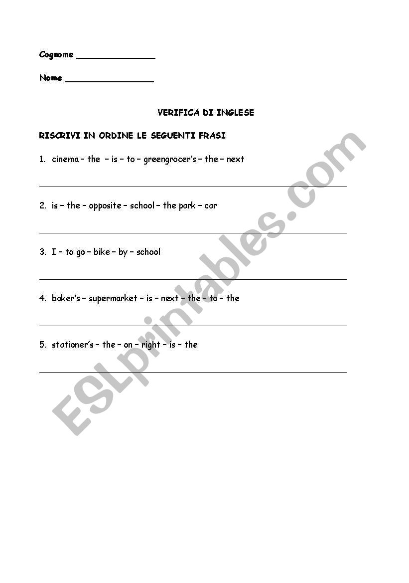 Prepositions  worksheet