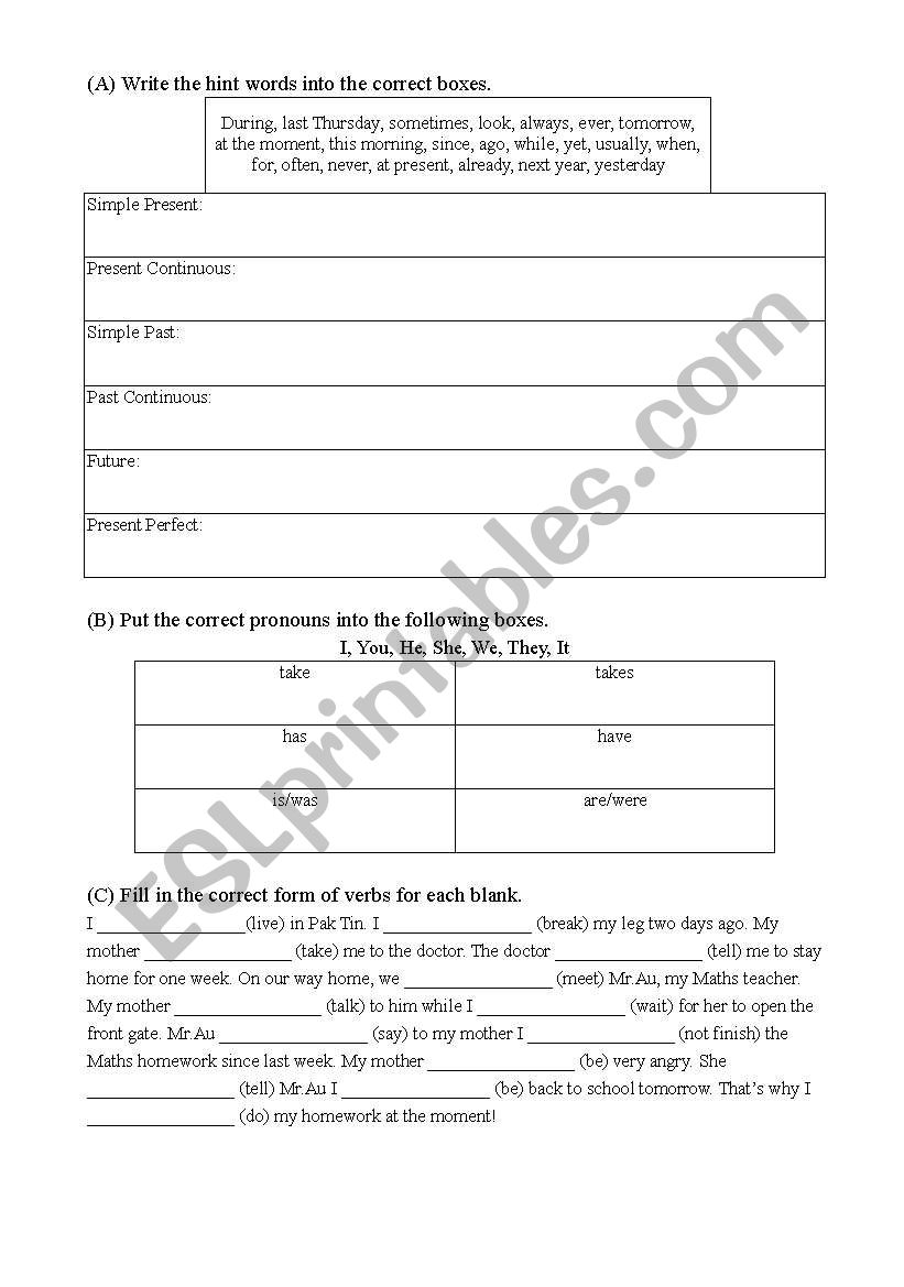 basic grammer items worksheet