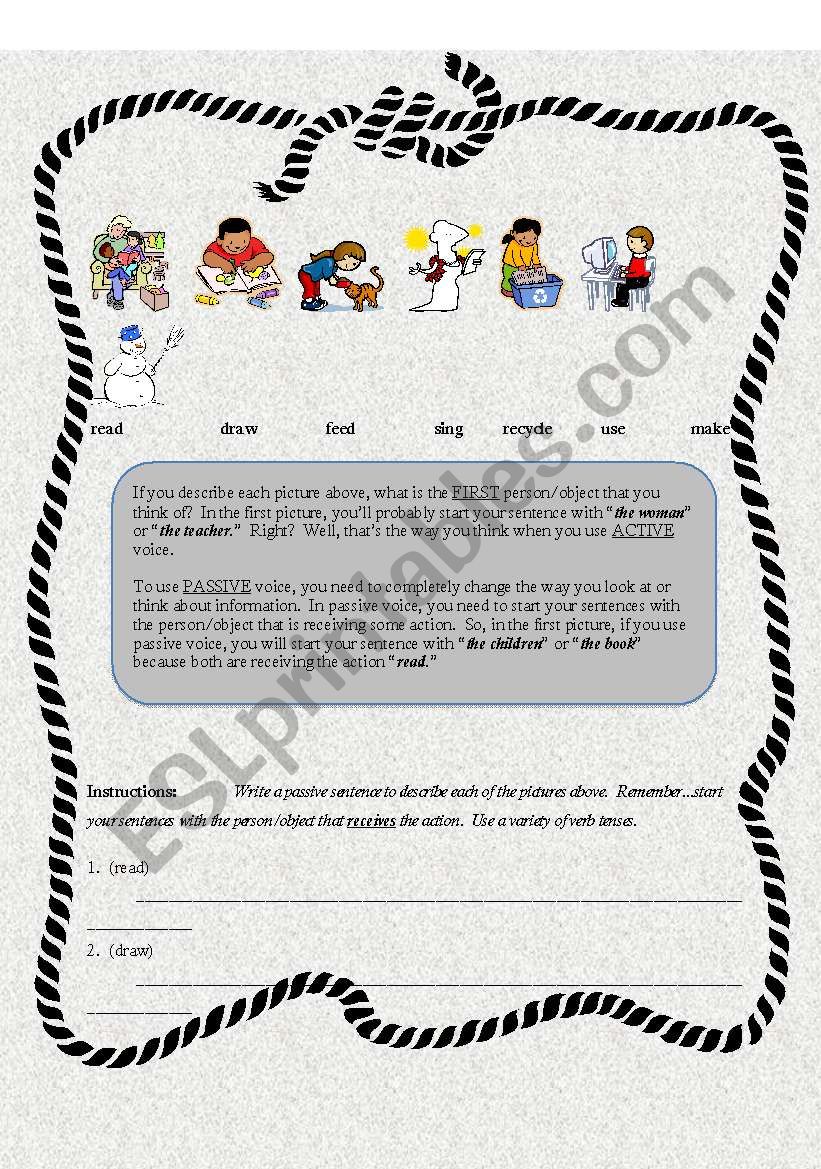 Passive Voice game worksheet