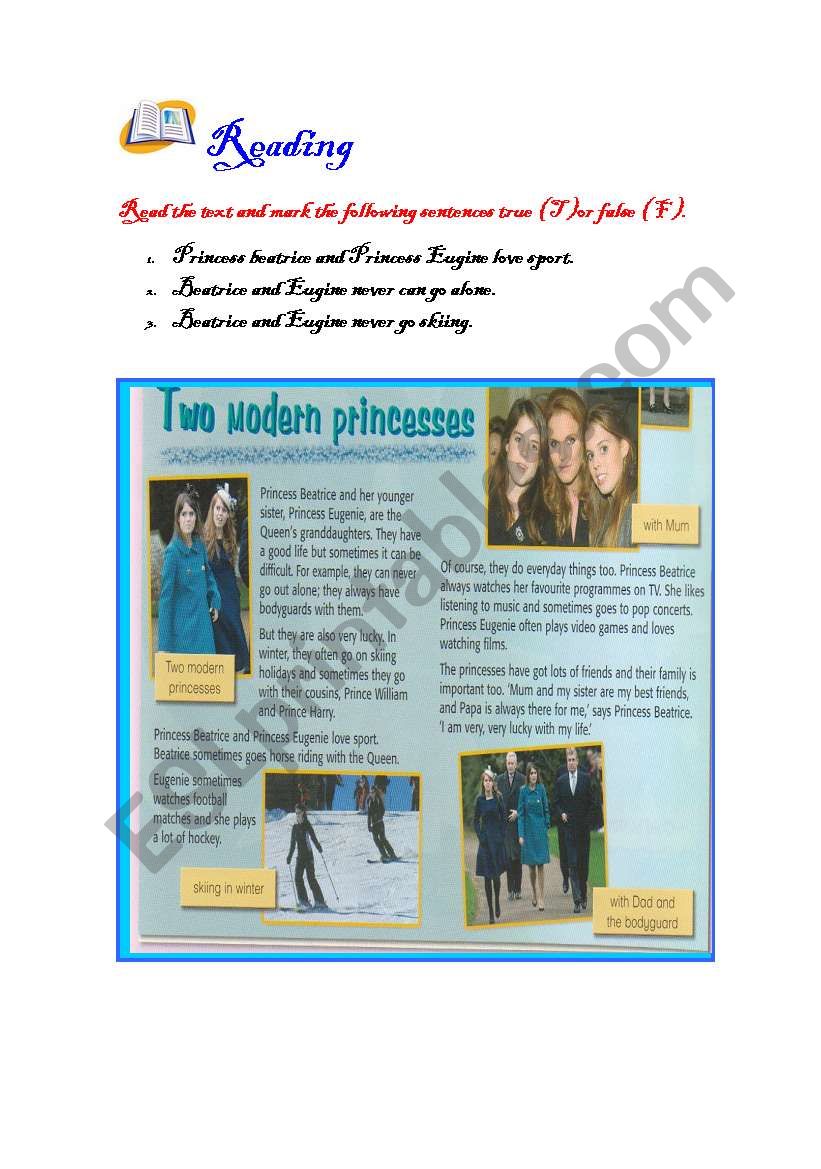 two modern princess worksheet