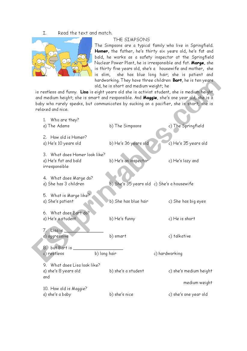 THE SIMPSON  worksheet