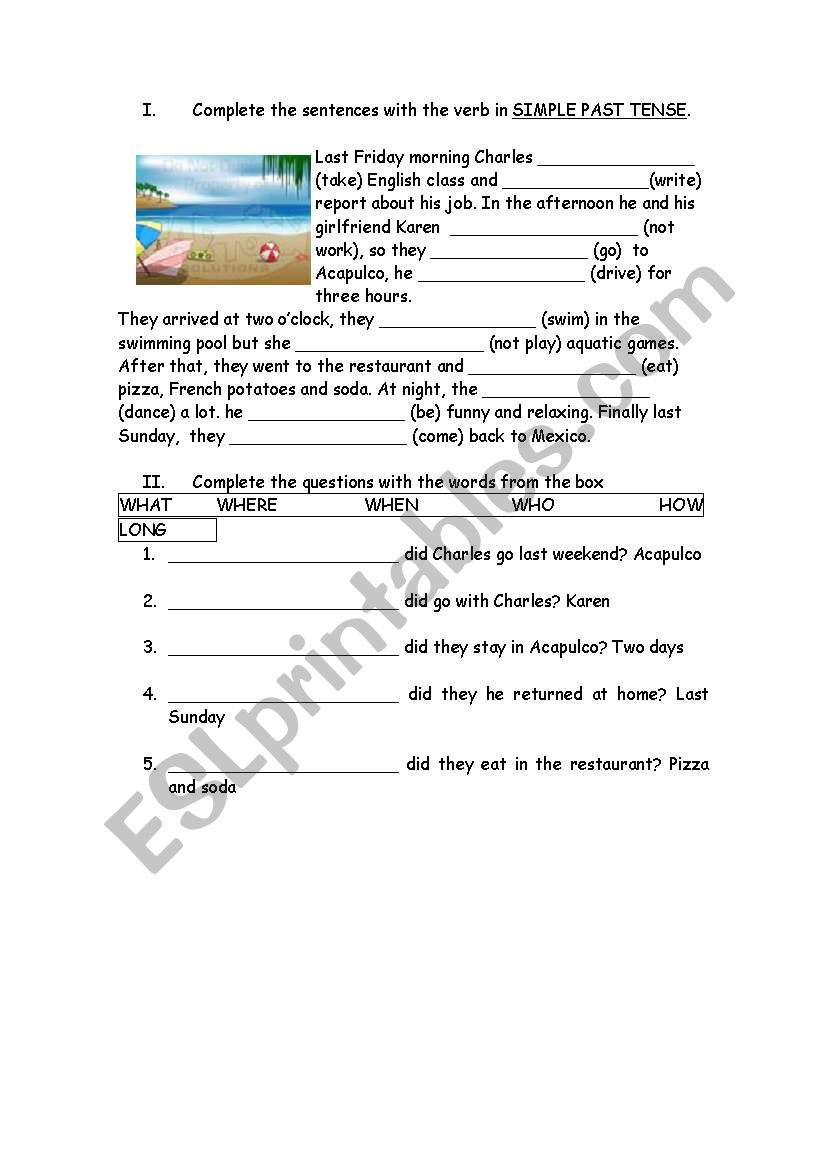 MY LAST VACATION worksheet