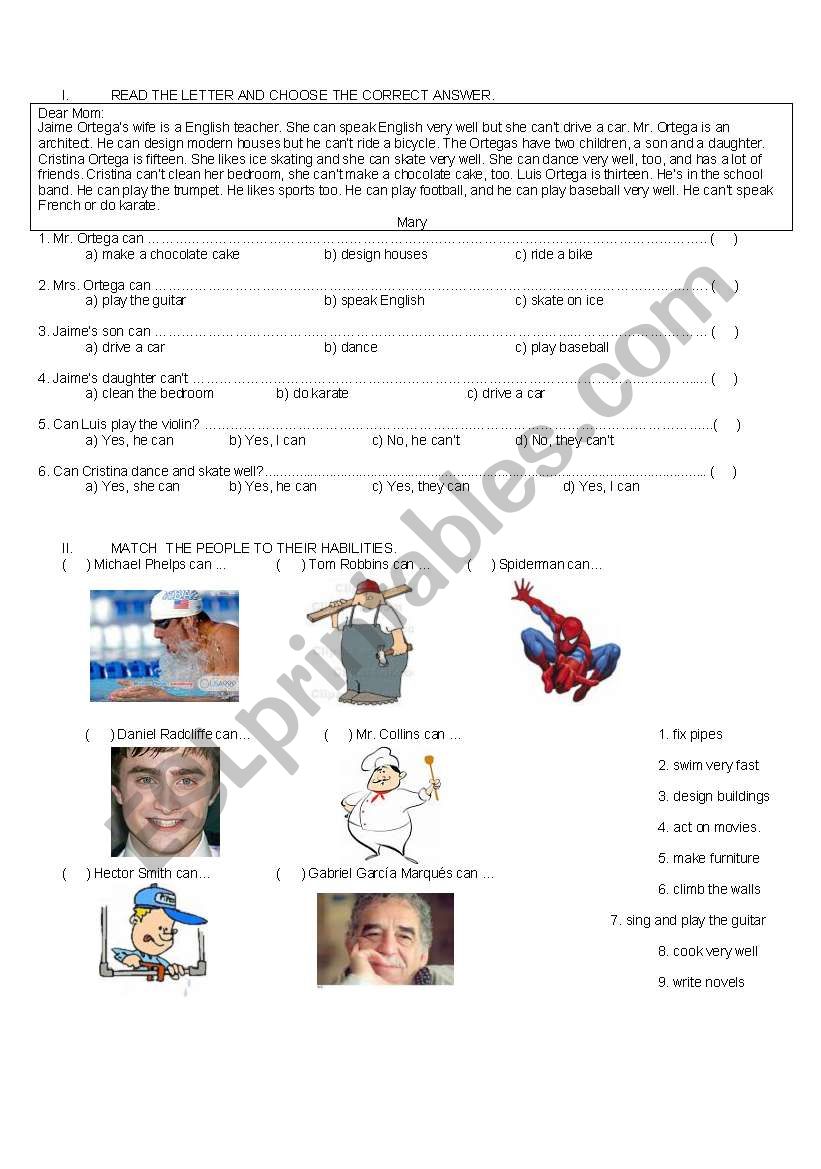 CAN - CANT worksheet
