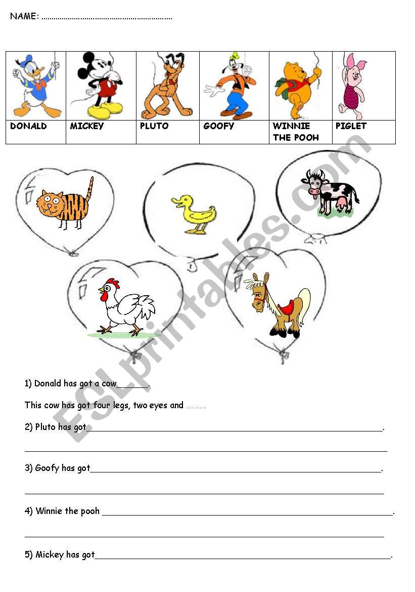 ANIMALS& BODY PARTS worksheet