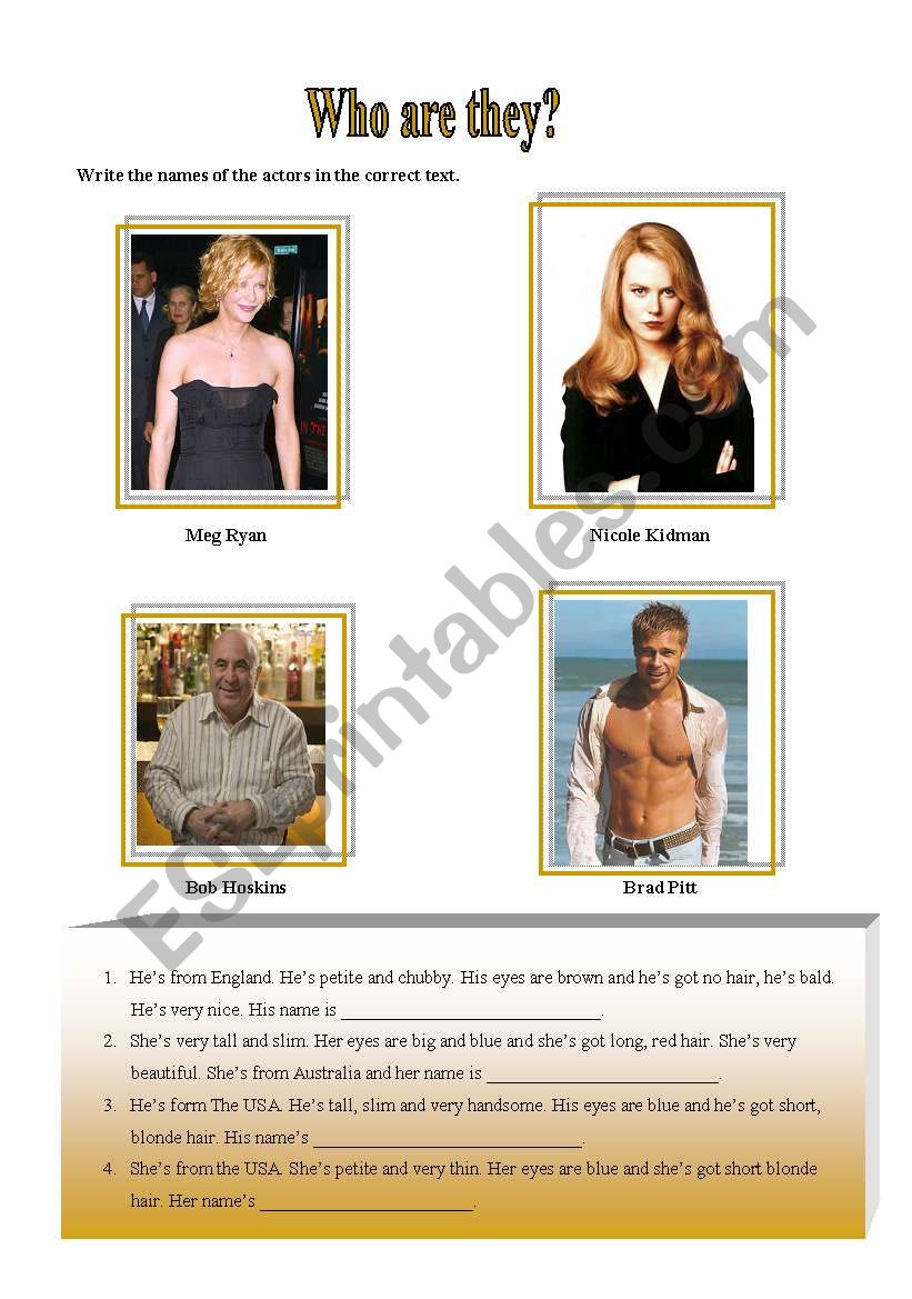 who are they? worksheet