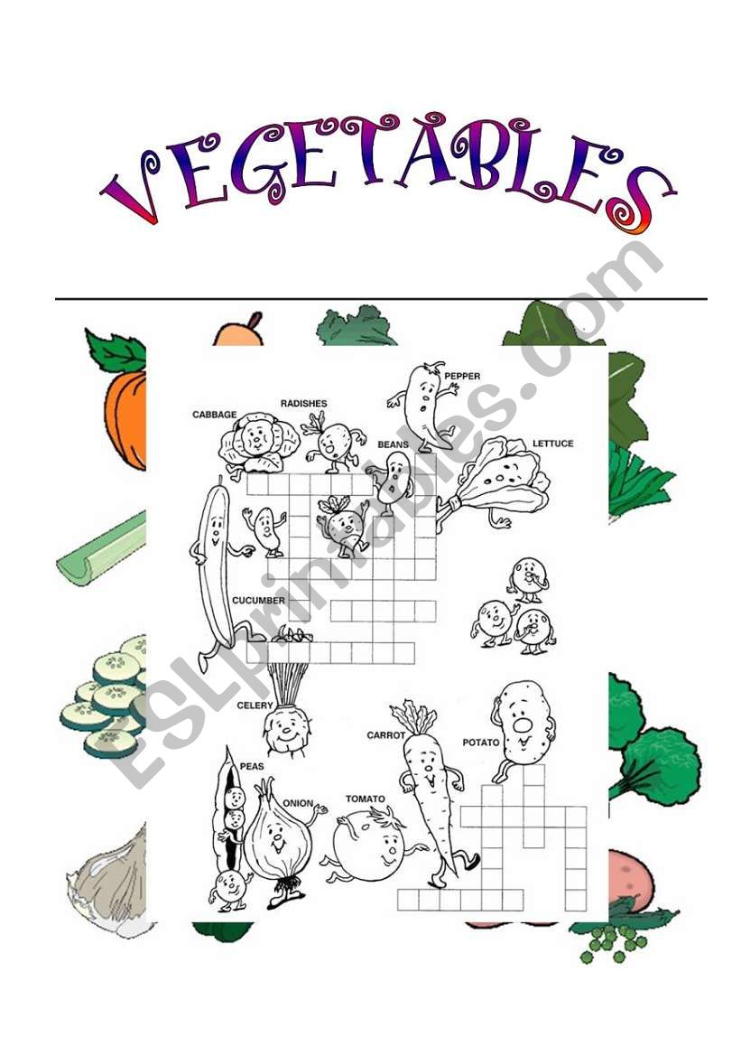 Vegetables- crossword worksheet