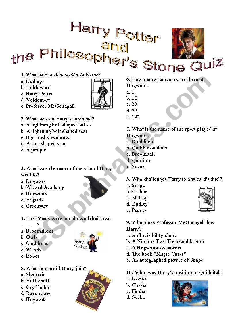 harry potter and the philosopher's stone essay questions