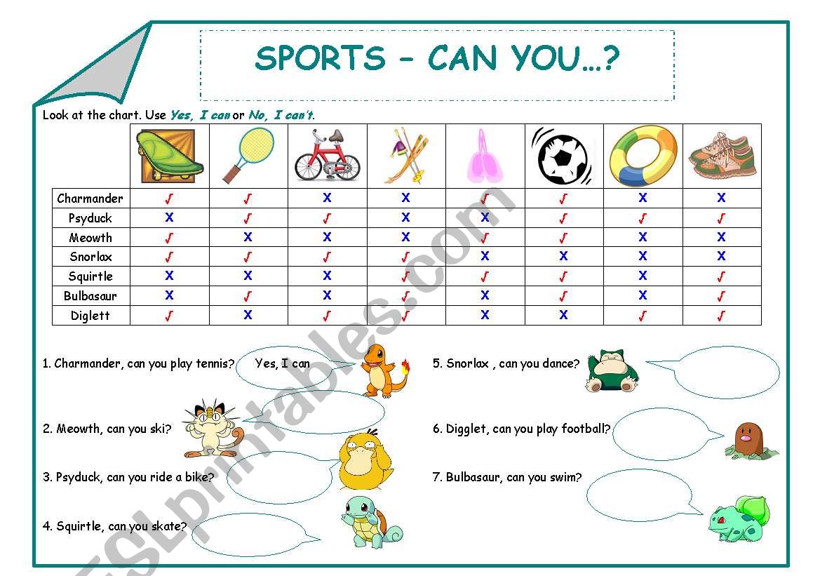 Sports - Can you...? worksheet