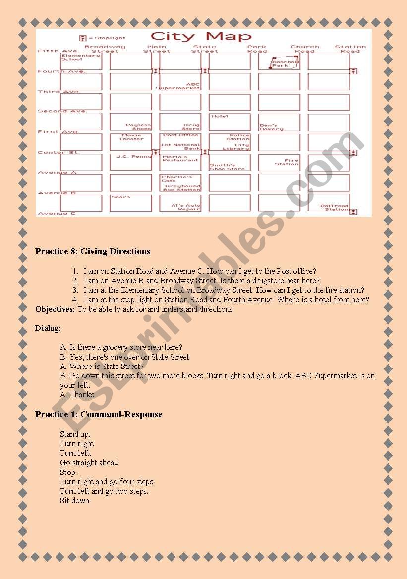 Giving Directions worksheet