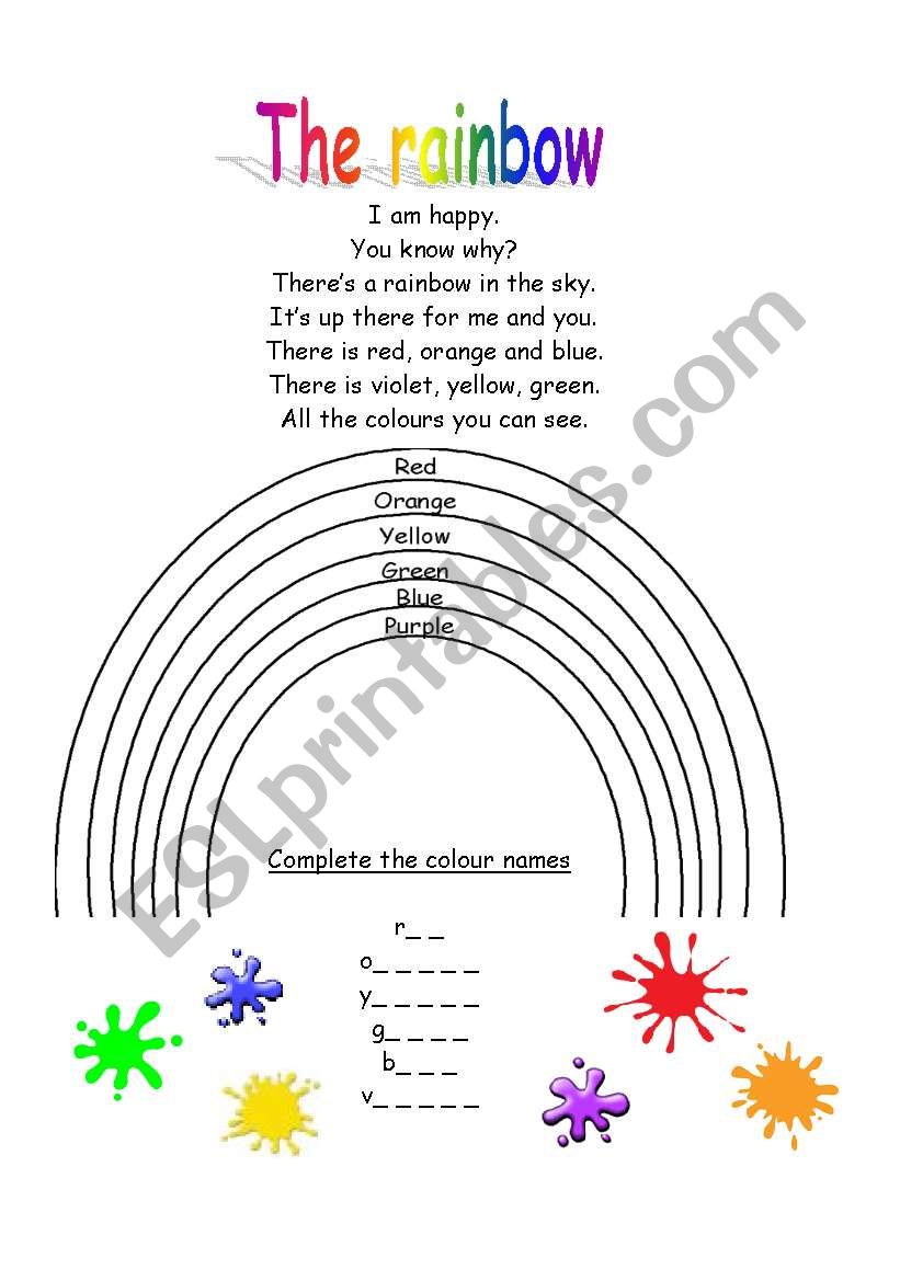 the rainbow worksheet