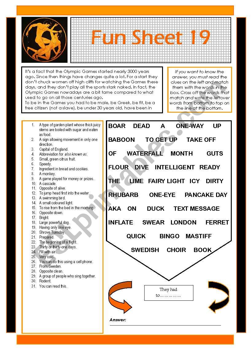 Fun Sheet 19 worksheet