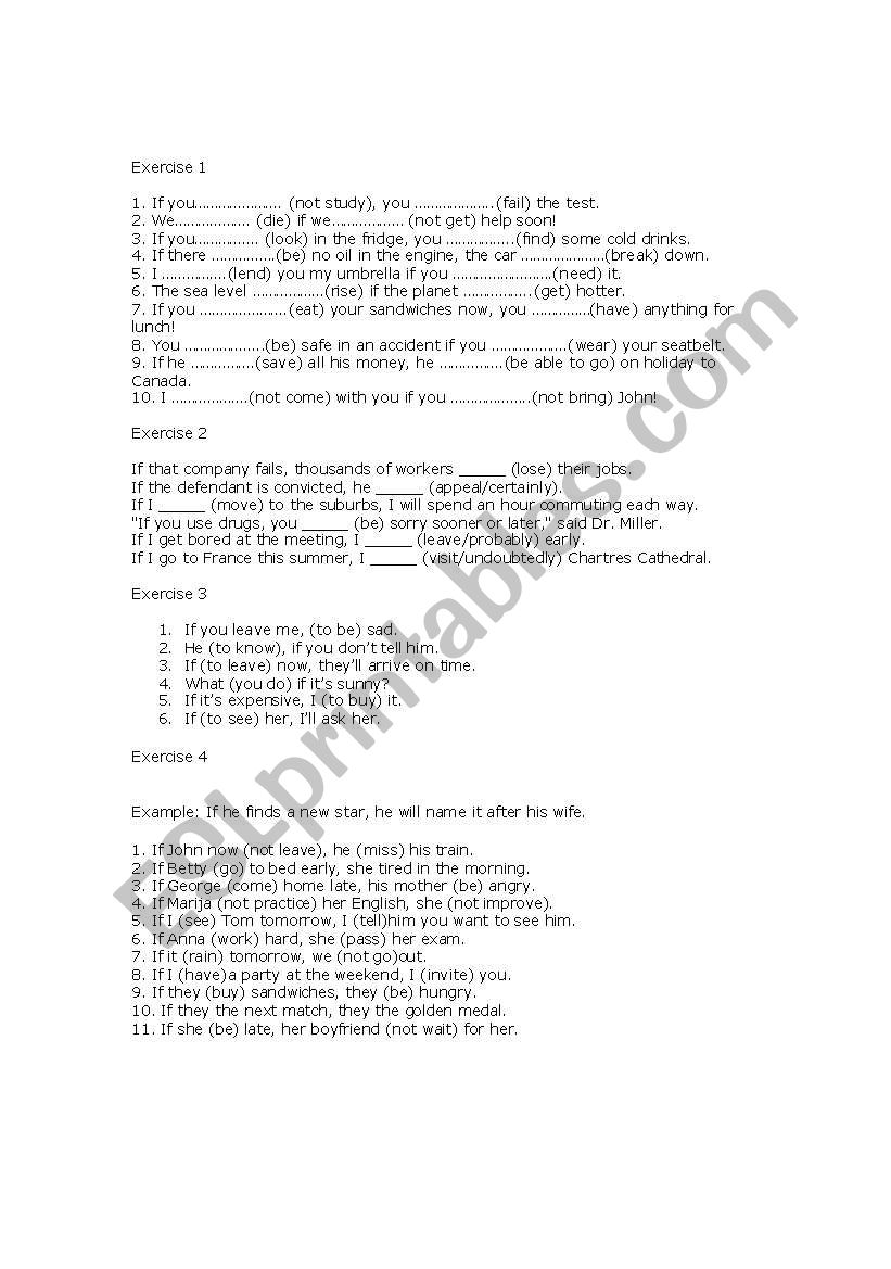first conditional worksheet