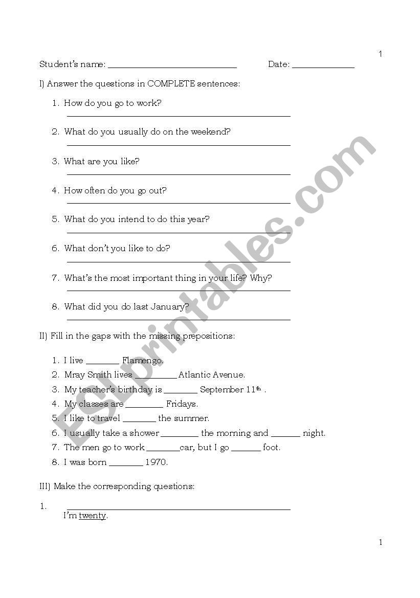 Review worksheet