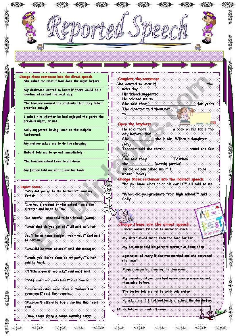 Reported  Speech worksheet