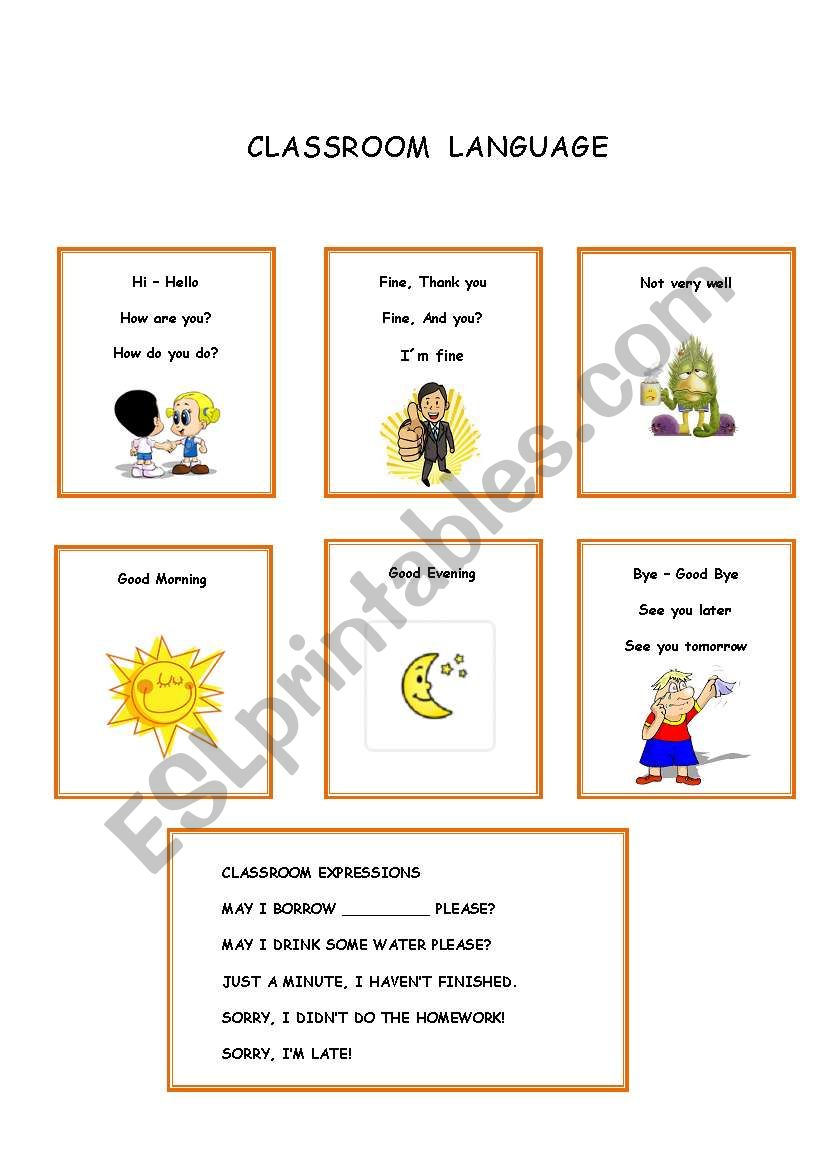 Classroom Language worksheet