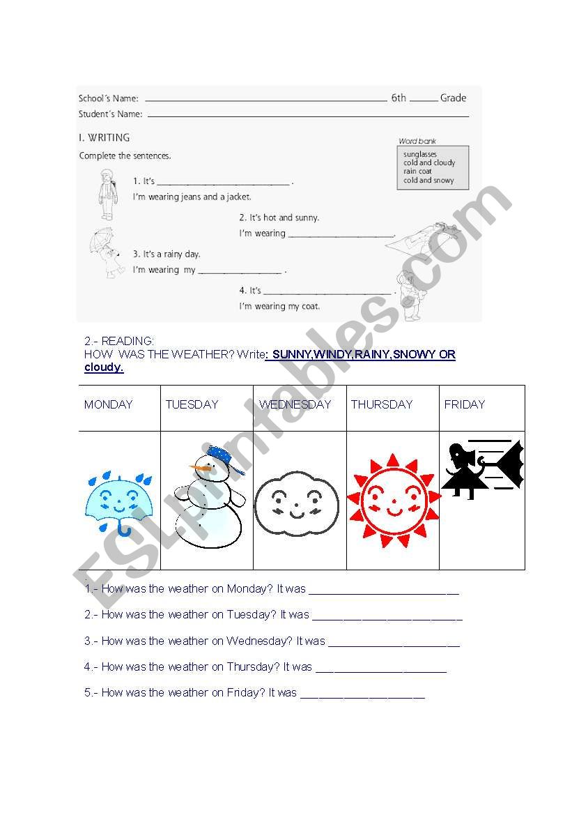 THE WEATHER worksheet