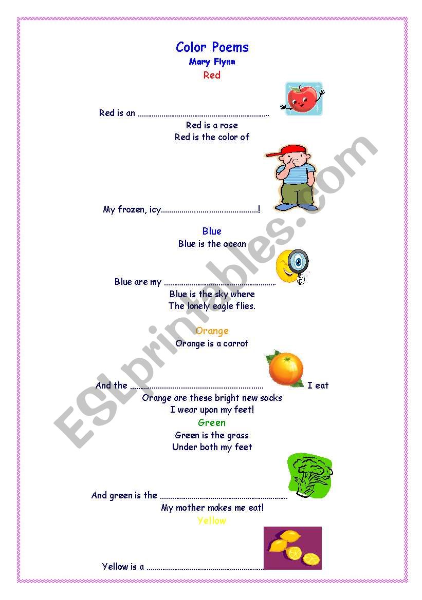 Color Poems worksheet