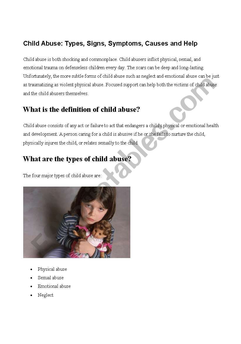 Child abuse - reading for advanced readers