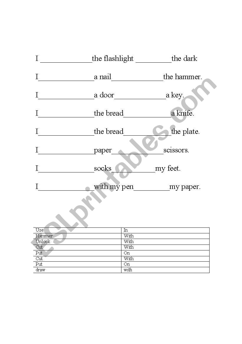 English Worksheets Subject Verb Object noun