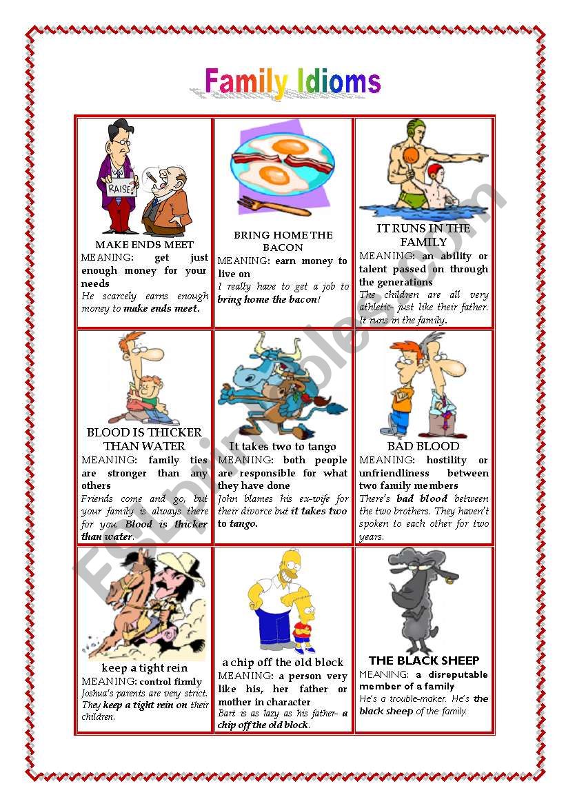 FAMILY IDIOMS worksheet