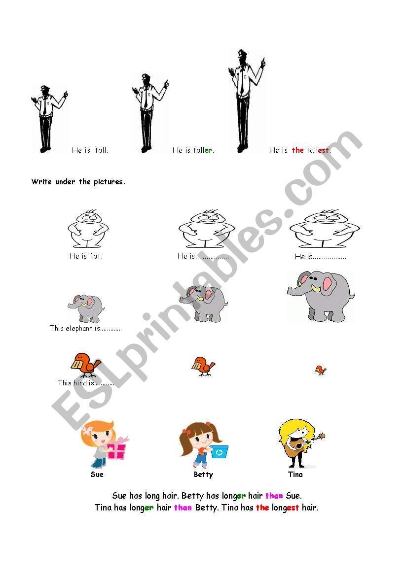 He is tall.  - Comparatives worksheet