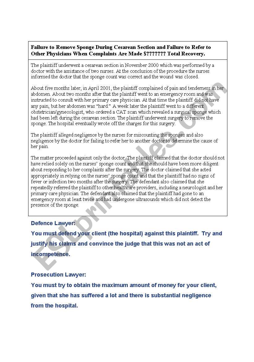 Order in the court! worksheet