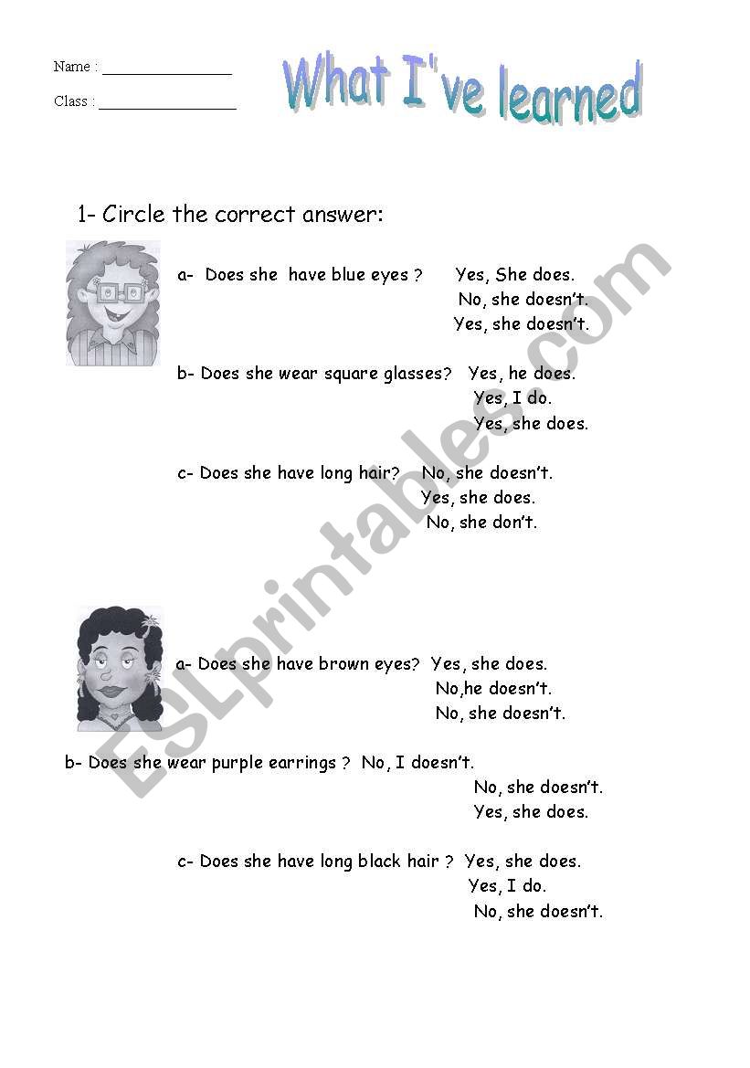 short answers 1 worksheet