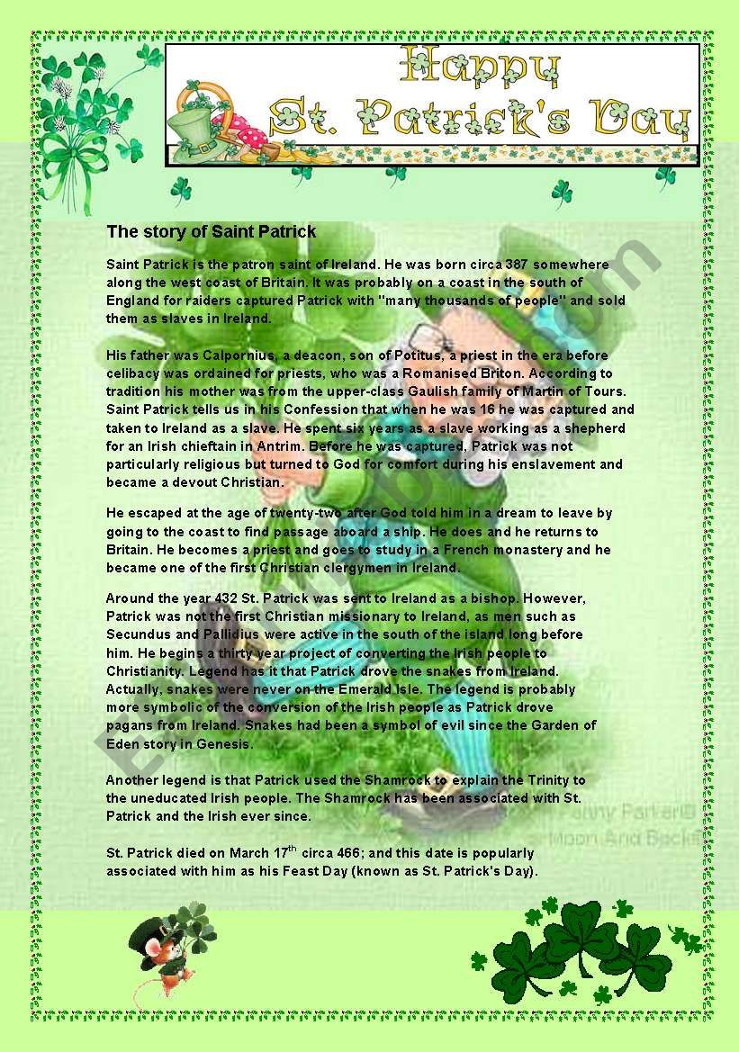 ST. PATRICKS DAY worksheet