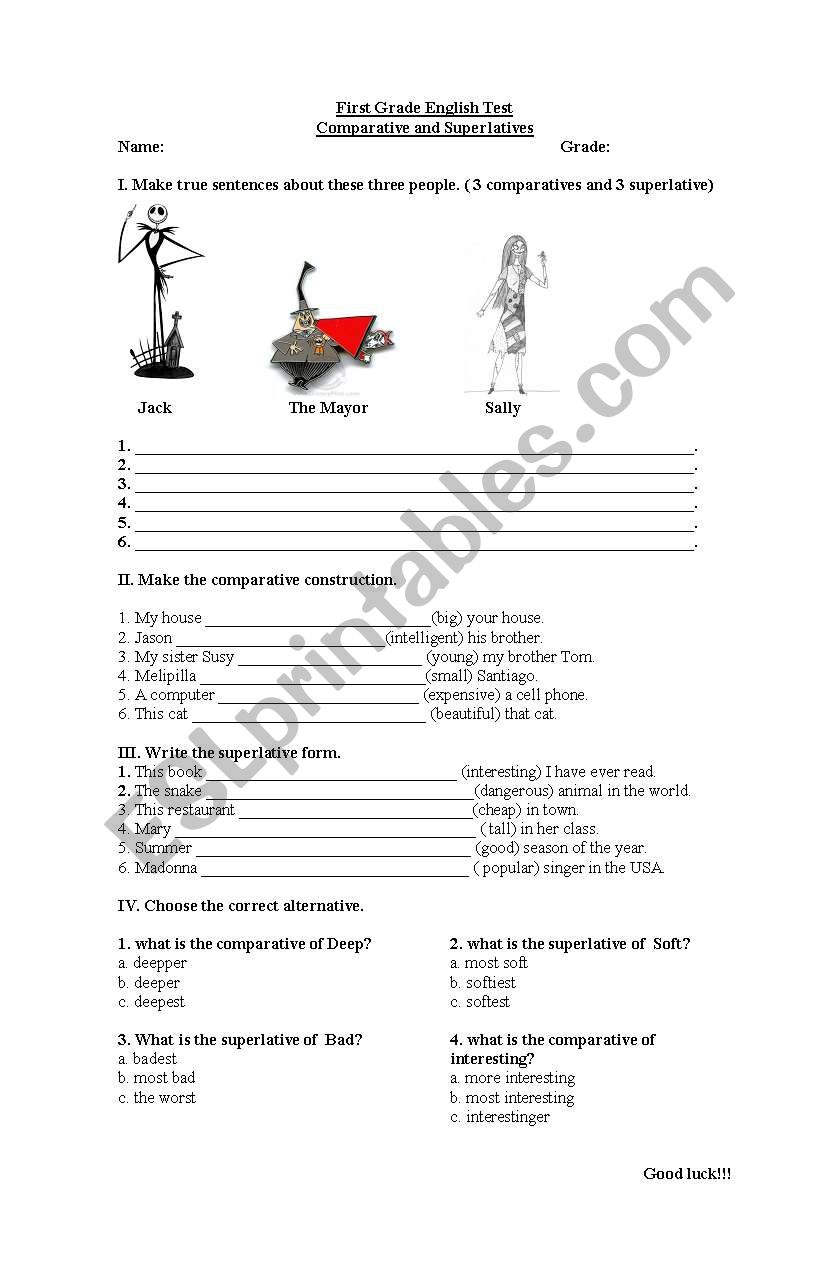 comparatives worksheet