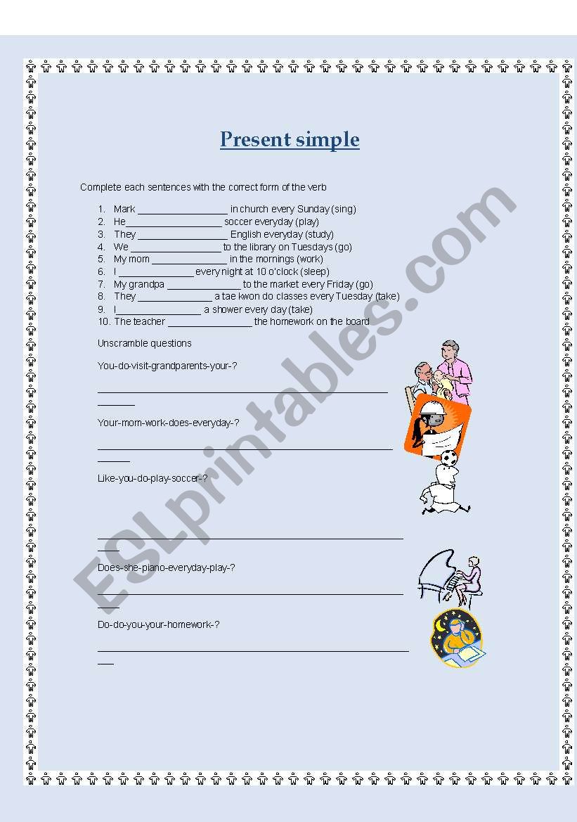 present simple  worksheet