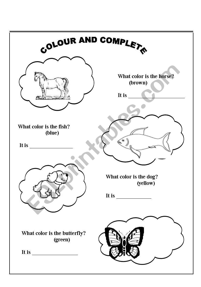 colour and complete worksheet