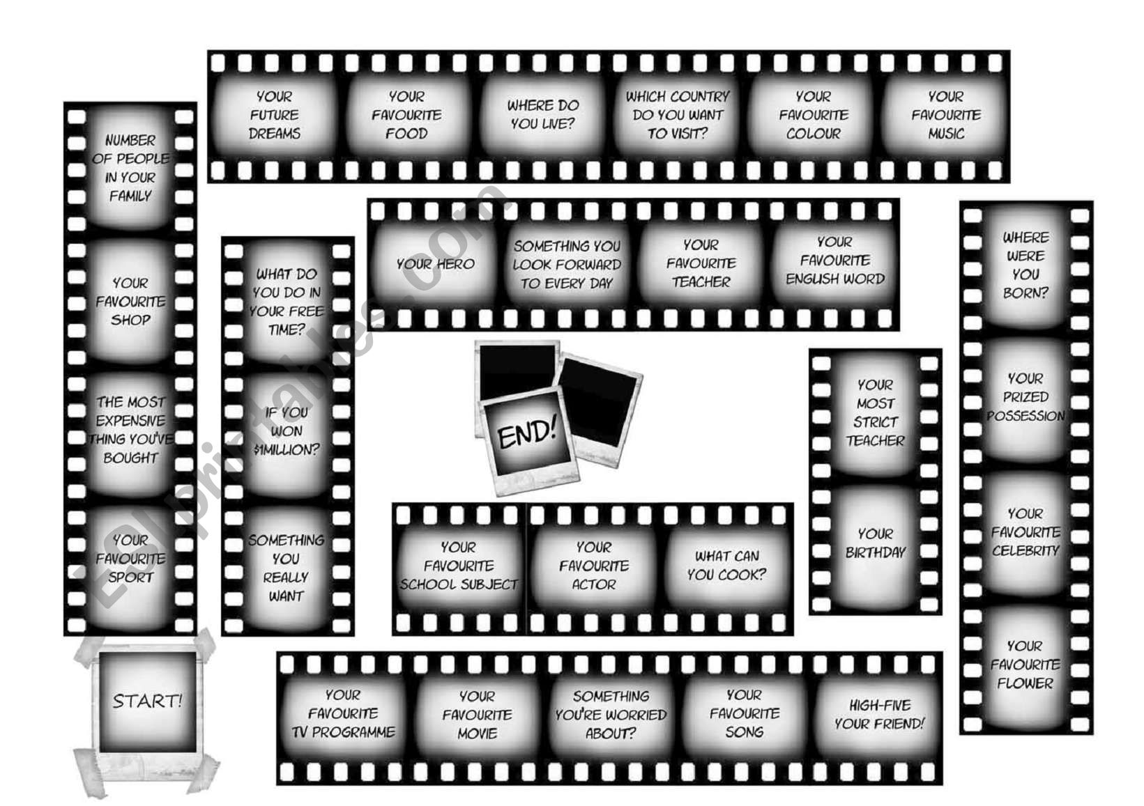 About Me Boardgame worksheet