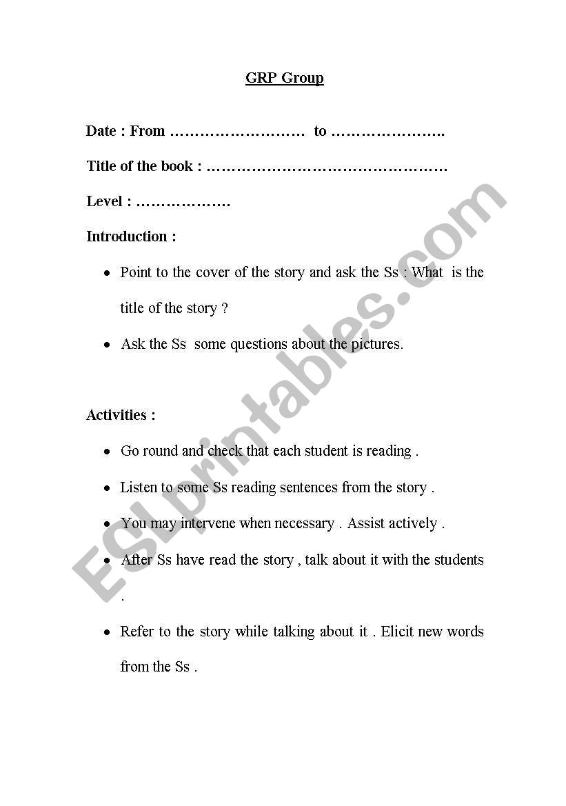 GRP Grammar worksheet