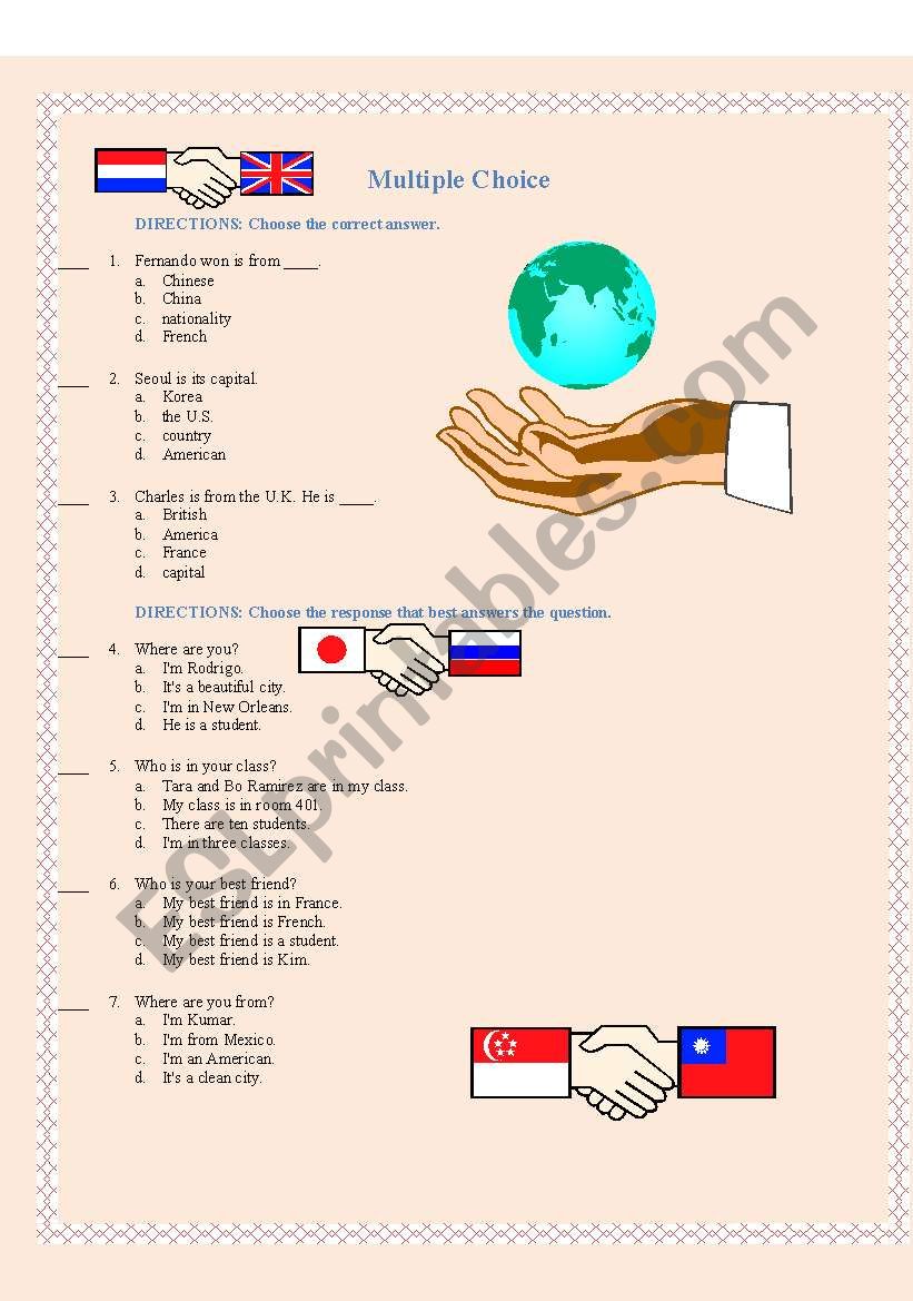 Nationalities worksheet