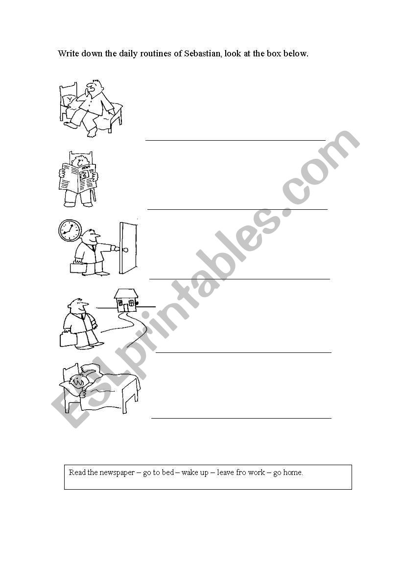 daily routines of  Sebastian  worksheet