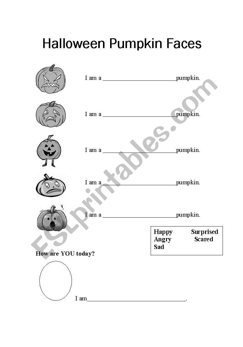 Halloween Pumpkin Faces worksheet