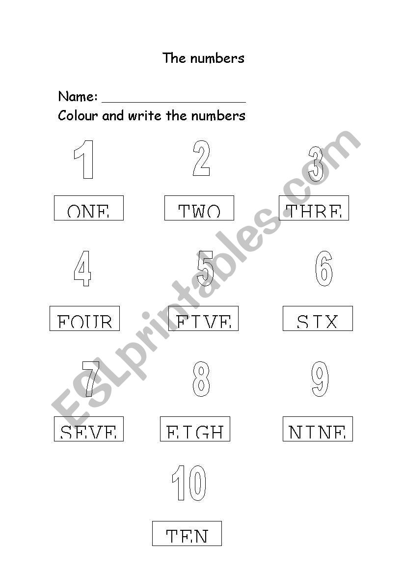 Numbers worksheet